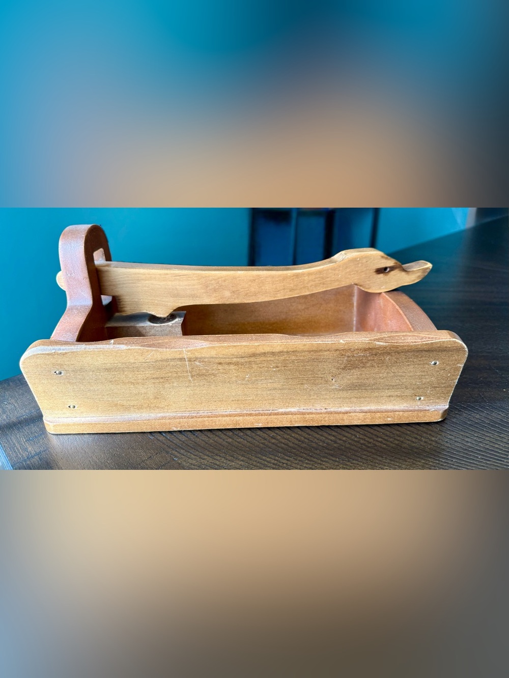 Vintage MCM APCO Wooden Duck Nutcracker Bowl Box Made in Japan 1960s Rustic
